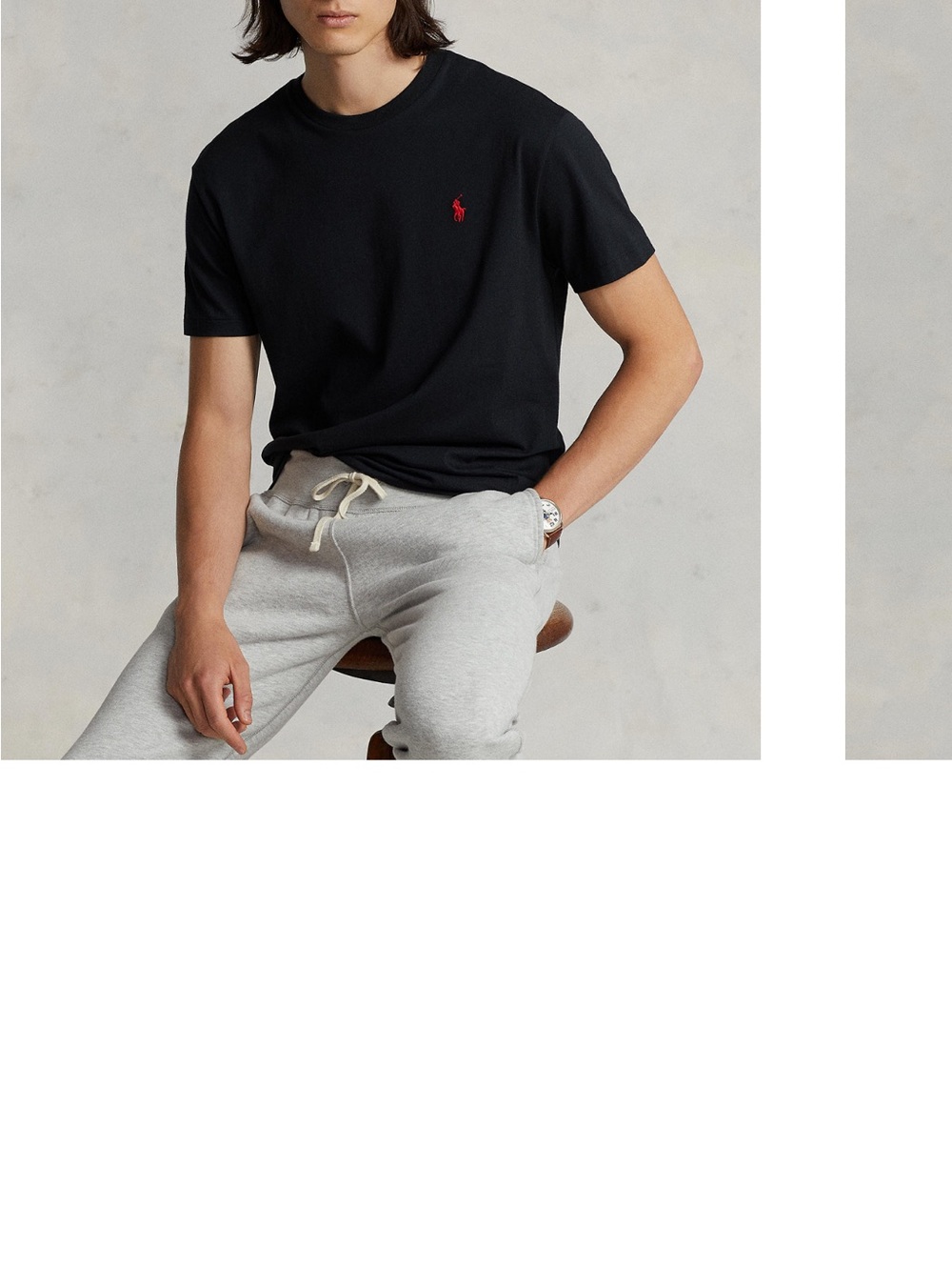 Ralph Lauren Black Tee with Red Pony Embroidery